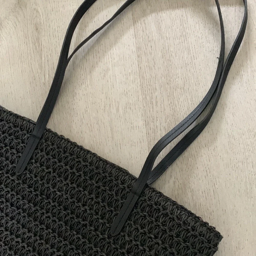 Crochet Hobo Tote Bag large‎   Black summer beach vacation travel